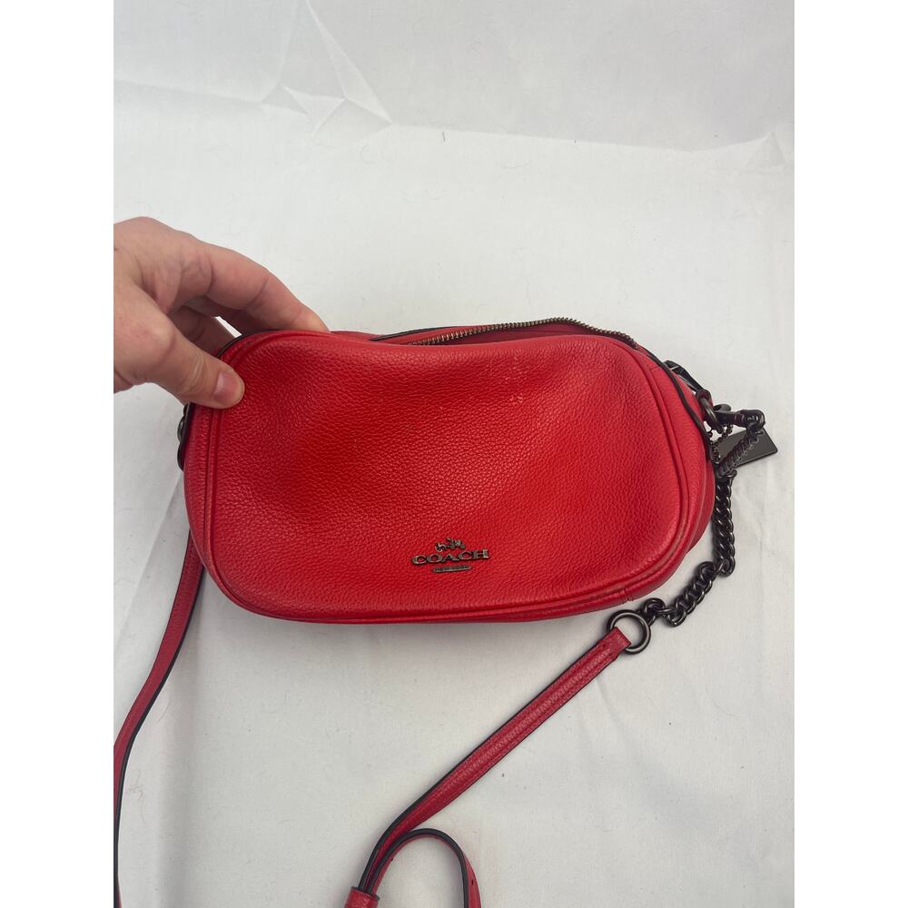 Coach Isla Chain Crossbody Bag - Red Pebble Leather, Chic & Stylish